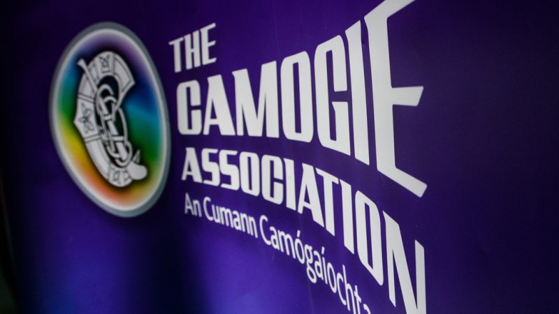 A view of Camogie Association branding at the photocall 4/9/2018