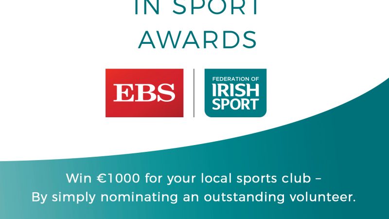 Nominations open for Volunteers in Sports Awards, by EBS and Federation of Irish Sport